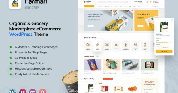 Farmart - Organic & Grocery Marketplace WordPress