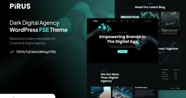 Pirus – Dark Digital Agency FSE WordPress Theme